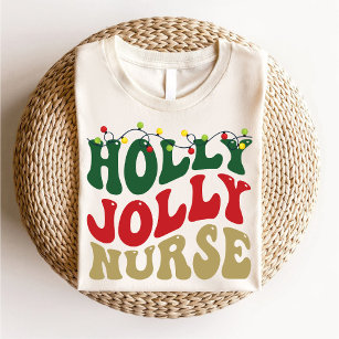 Groovy Holly Jolly Verpleegster Kerstfeest Wit T-shirt