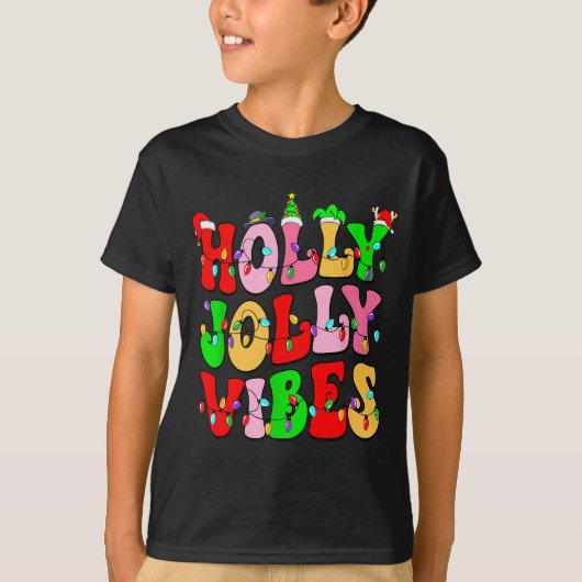 Groovy Holly Xmas Jolly Vibes Nk Christmas Xmas Me T-shirt (Voorkant)