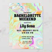 Groovy Holographic Bachelorette Weekend Kaart (Voorkant / Achterkant)