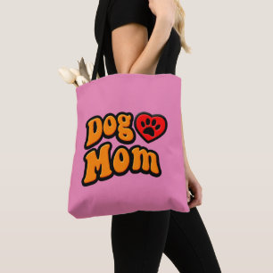 Groovy hond-moeder tekening tote bag