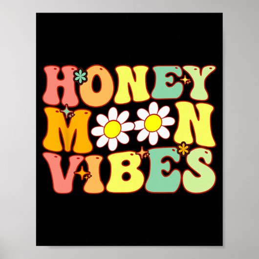 Groovy Honeymoon Sfeer Bruid Bruiloft Feest Honeym Poster (Voorkant)