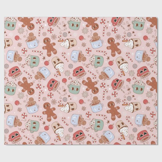 Groovy Hot Drink Cookies 12 dagen kerstcadeaus Cadeaupapier (Vlak)