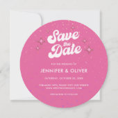 Groovy Hot Pink Disco Ball Bruiloft Save the Date Kaart (Voorkant)