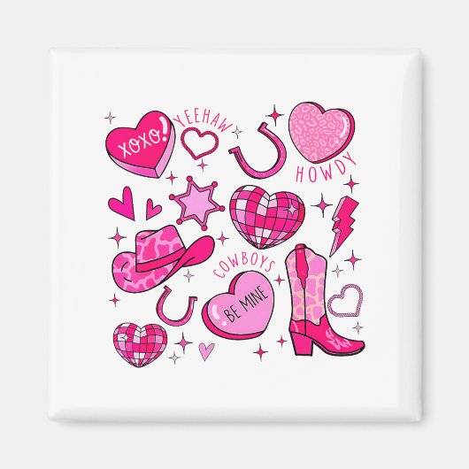 Groovy Howdy Valentine Western Valentines Day Cowb Magneet (Voorkant)