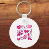 Groovy Howdy Valentine Western Valentines Day Cowb Sleutelhanger (Voorkant)