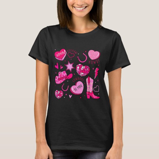 Groovy Howdy Valentine Western Valentines Day Cowb T-shirt (Voorkant)