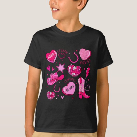 Groovy Howdy Valentine Western Valentines Day Cowb T-shirt (Voorkant)