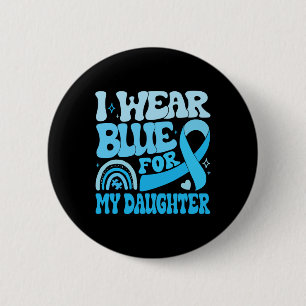 Groovy I Draag Blauw voor Autisme Bewustzijn Famil Ronde Button 5,7 Cm