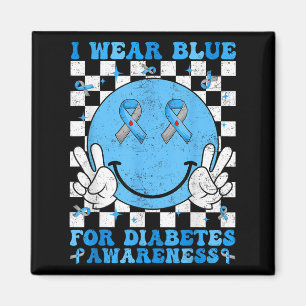 Groovy I Draag blauw voor Diabetes Awareness Day T Magneet