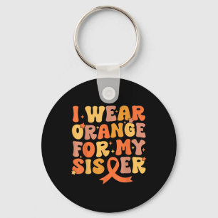 Groovy I Draag Sinaasappel voor mijn zus leukemie Sleutelhanger
