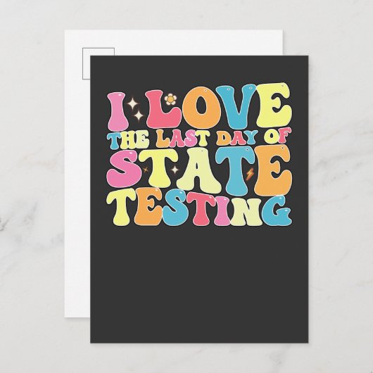 Groovy I Love the last Day of State Testing Test Uitnodiging Briefkaart (Voorkant / Achterkant)
