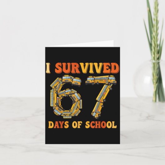 Groovy I Survived 67 Days Of School Funny 67 Meme  Kaart (Voorkant)