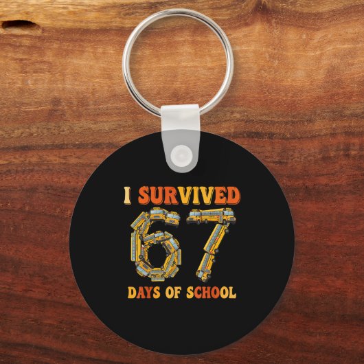Groovy I Survived 67 Days Of School Funny 67 Meme Sleutelhanger (Voorkant)