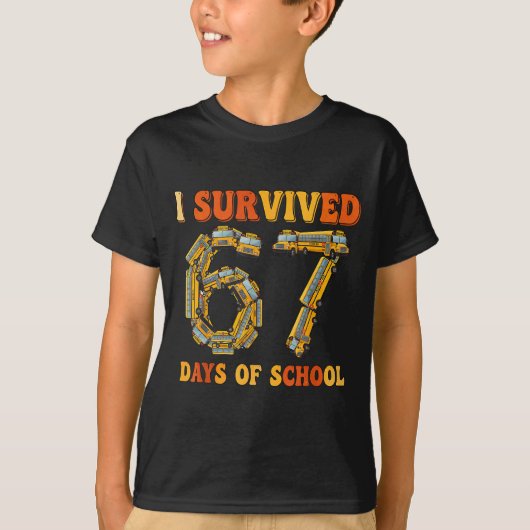 Groovy I Survived 67 Days Of School Funny 67 Meme T-shirt (Voorkant)
