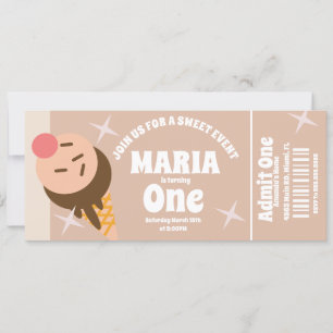 Groovy Ice Cream Birthday Ticket Kaart