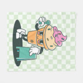 Groovy Ice Cream Cone 60s Retro Groen geruit Fleece Deken (Voorkant (Horizontaal))