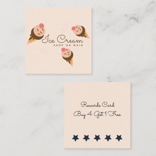 Groovy Ice Cream Kone Winkelbeloningen Klantenkaartje (Voorkant / Achterkant)