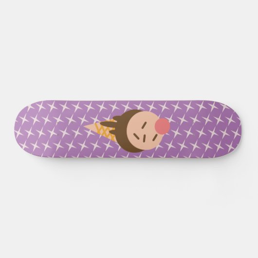 Groovy Ice Cream Pattern Paars Skateboard (Horizontaal)