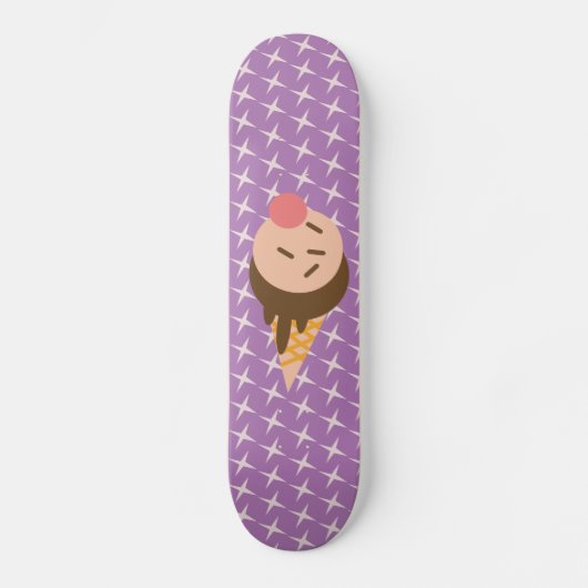 Groovy Ice Cream Pattern Paars Skateboard (Voorkant)