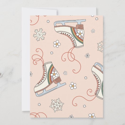 Groovy Ice Skating Birthday Invitation | IJs-Schaa Kaart (Achterkant)