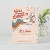 Groovy Ice Skating Birthday Invitation | IJs-Schaa Kaart (Staand voorkant)