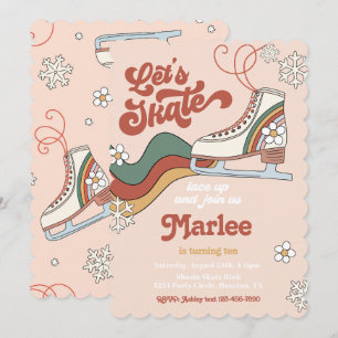 Groovy Ice Skating Birthday Invitation   IJs-Schaa Kaart
