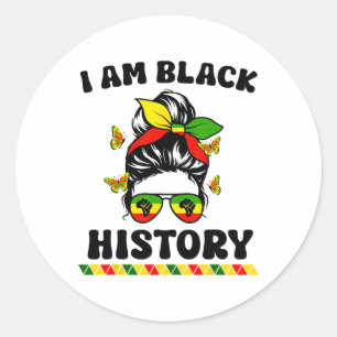 Groovy Ik Ben Zwart Geschiedenis Maand Zwart Vrouw Ronde Sticker