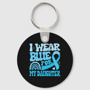 Groovy Ik Draag Blauw Voor Autisme Bewustzijn Fami Sleutelhanger