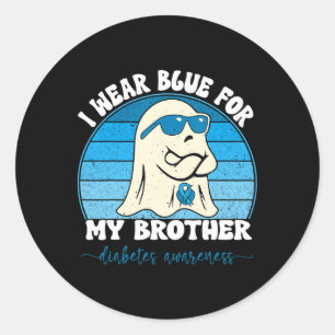 Groovy Ik Draag blauw voor mijn broer Diabetes T1d Ronde Sticker