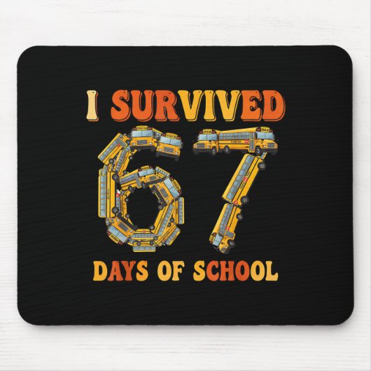 Groovy Ik heb 67 dagen school overleefd Grappig 67 Muismat (Voorkant)