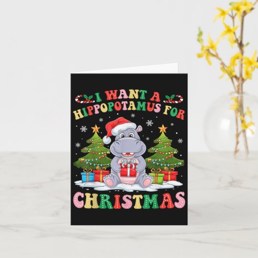 Groovy Ik wil een Hiptamus voor Kerstmis Hip Lo Kaart (Gele Bloem)