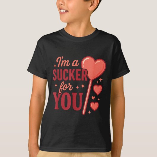 Groovy I'm A Sucker For You Retro Heart Candy Vale T-shirt (Voorkant)