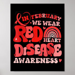 Groovy in februari dragen we rood Hartziekte bewus Poster