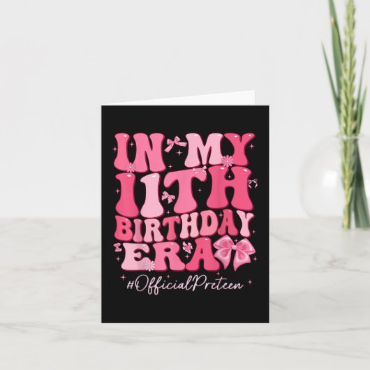 Groovy In Mijn 11e Verjaardag Era Coquette Bow Bir Kaart (Voorkant)