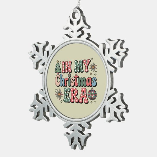 Groovy in mijn kerst tijdperk Grappige leraar Tin Sneeuwvlok Ornament (Rechts)