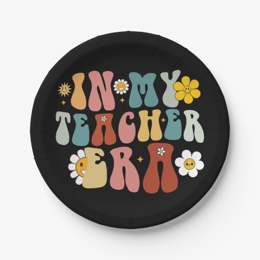 Groovy in mijn lerarentijdperk terug naar school l papieren bordje (Voorkant)