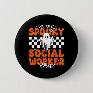 Groovy In Mijn Spooky Social Worker Era Schattige Ronde Button 5,7 Cm