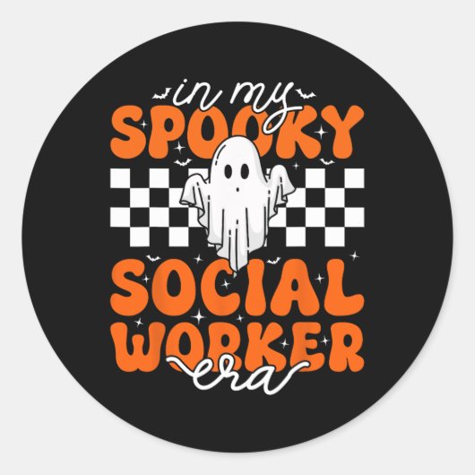Groovy In Mijn Spooky Social Worker Era Schattige  Ronde Sticker (Voorkant)