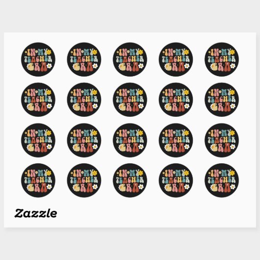 Groovy in mijn tijdperk als leraar Terug naar scho Ronde Sticker (Vel)
