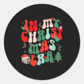 Groovy In My Christmas Era Cute Christmas Holiday  Ronde Sticker (Voorkant)