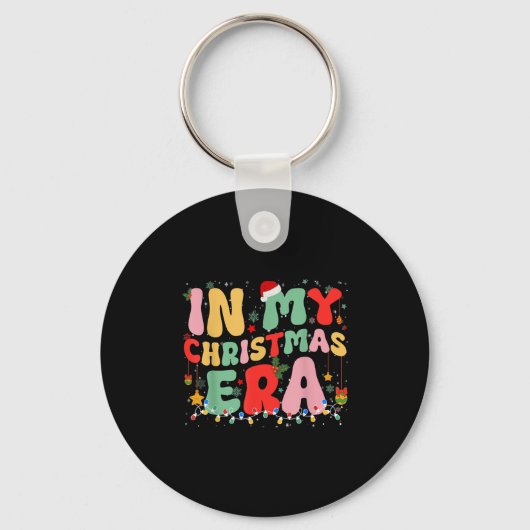 Groovy In My Christmas Era Retro Vakantie Kerstver Sleutelhanger (Voorkant)