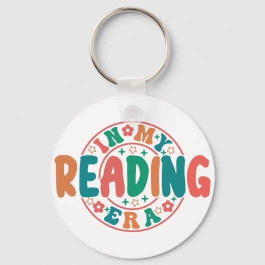 Groovy "In My Reading Era" Wavy Font Graphic Sleutelhanger (Voorkant)