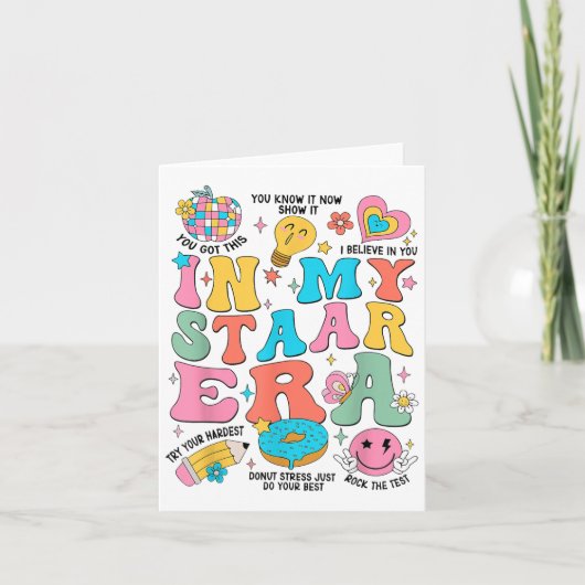 Groovy In My Starr Era Testing Day Teacher Kids Mo Kaart (Voorkant)