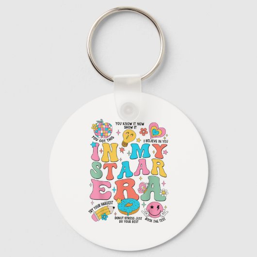Groovy In My Starr Era Testing Day Teacher Kids Mo Sleutelhanger (Voorkant)