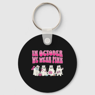 Groovy In oktober Draag we Roze Verpleegster Borst Sleutelhanger