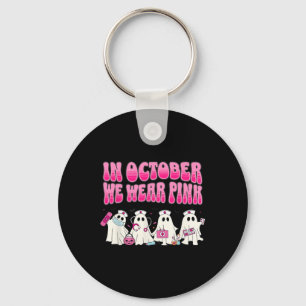Groovy In oktober Draag we Roze Verpleegster Borst Sleutelhanger