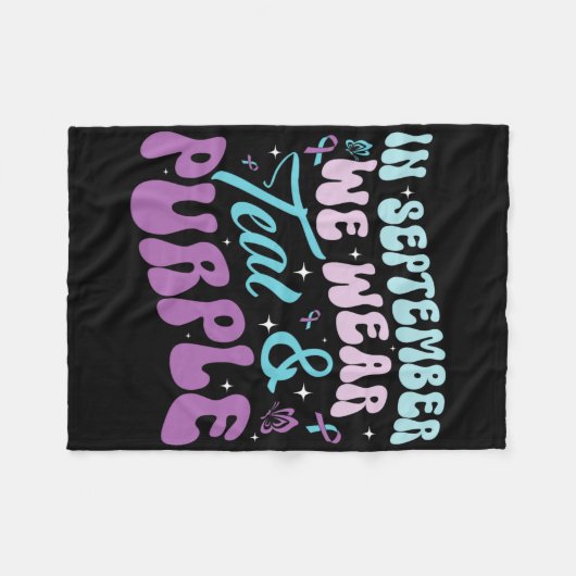 Groovy In september Draag we Blauwgroen en Paarse  Fleece Deken (Voorkant (Horizontaal))