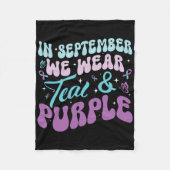 Groovy In september Draag we Blauwgroen en Paarse  Fleece Deken (Voorkant)