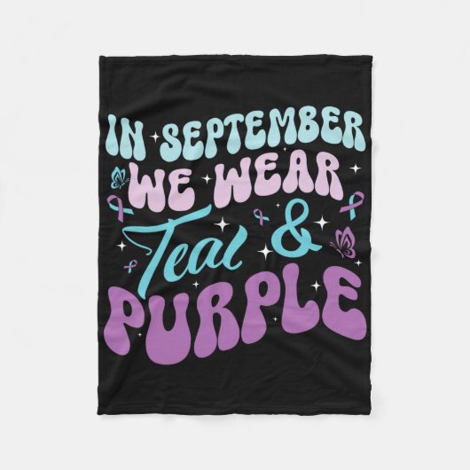 Groovy In september Draag we Blauwgroen en Paarse Fleece Deken (Voorkant)