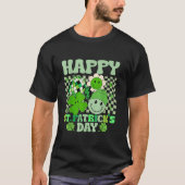 Groovy Irish Shamrock Smile Face St Patric T-shirt (Voorkant)